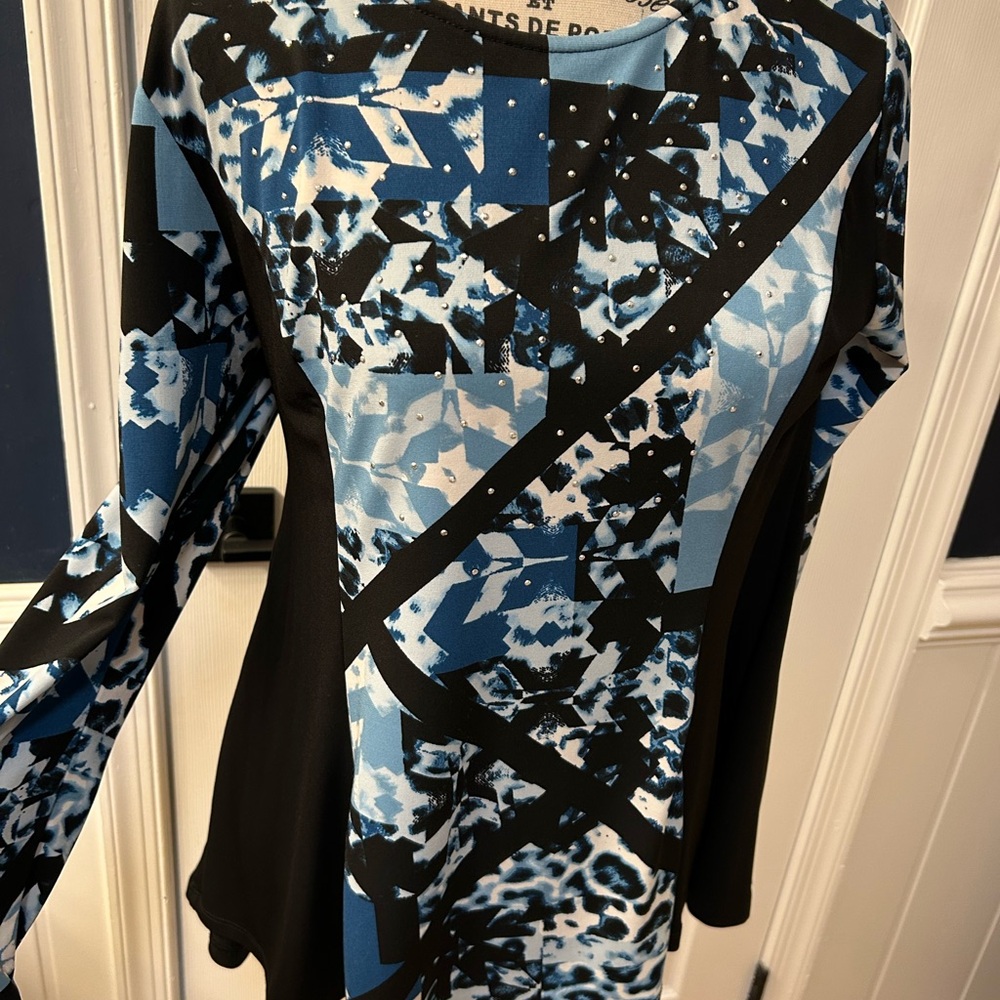 Abstract Blue and Black Women's top